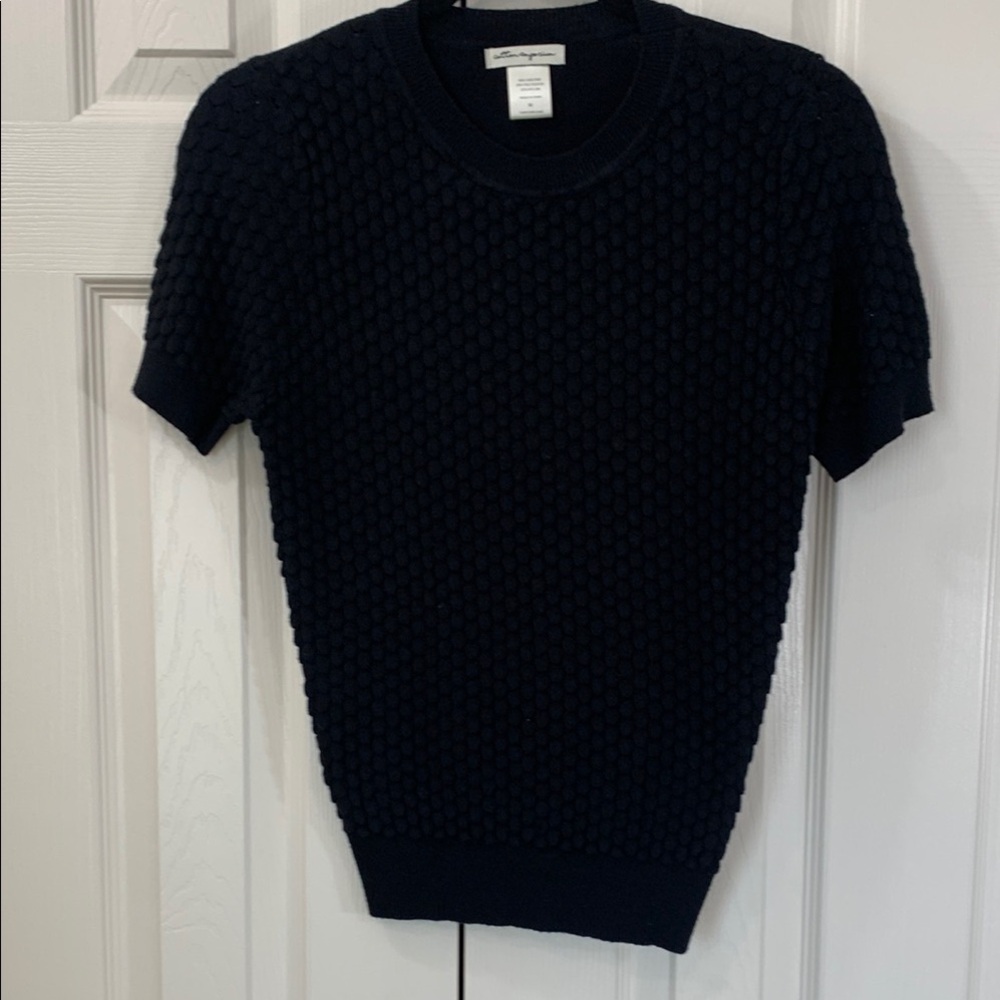 Black Crewneck Sweater with Textured Knit